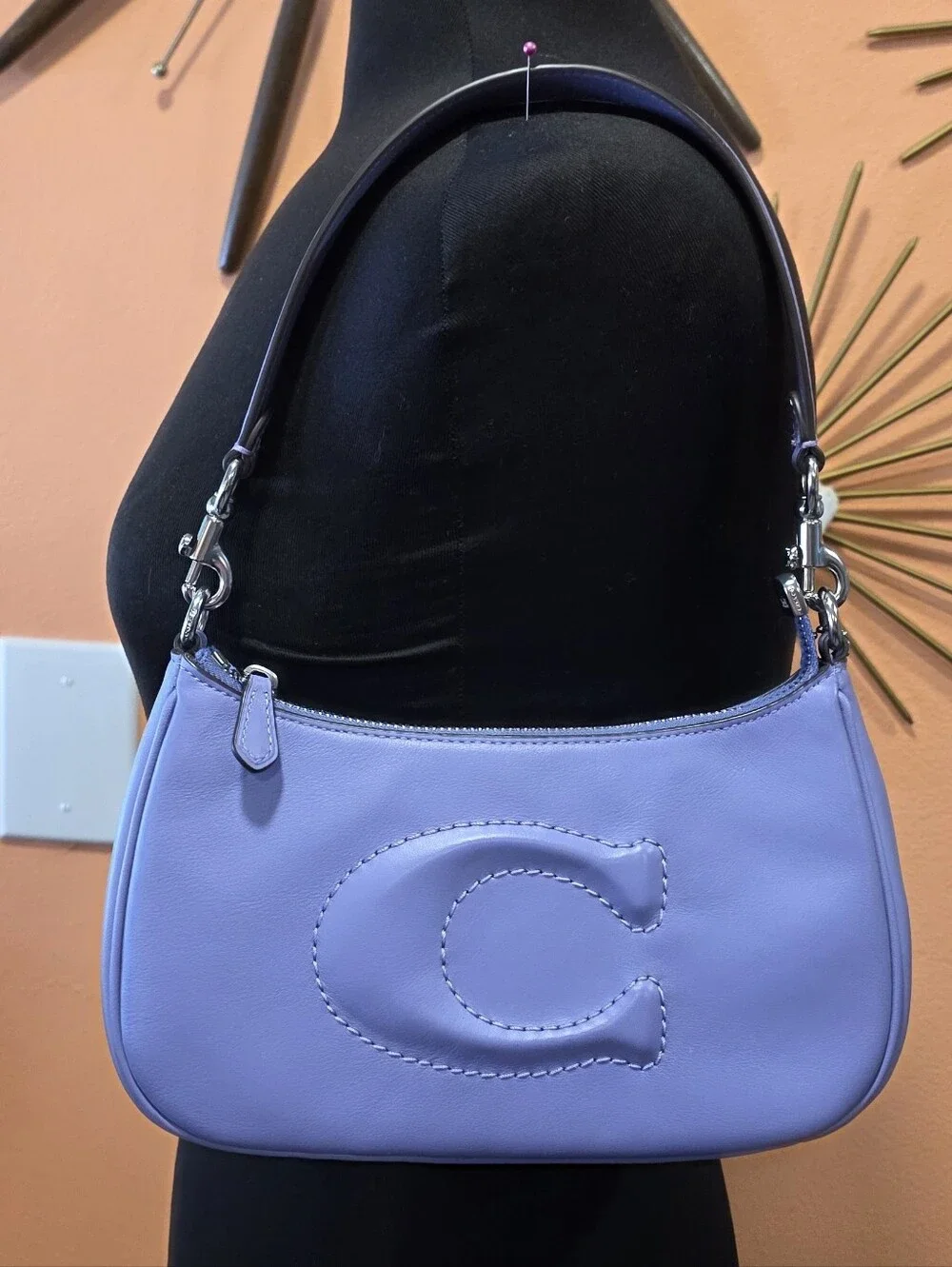 Coach Teri Lilac Smooth Leather C Shoulder Handbag Or Crossbody Bag CR099